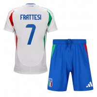 Fotballdrakt Barn Italia Davide Frattesi #7 Bortedraktsett EM 2024 Kortermet (+ Korte bukser)